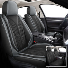 Car 5-Seat Covers PU Leather Front & Rear For BMW 5 Series 2004-2022 Gray/Black picture