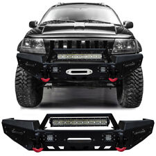 For 1999-2004 2nd Gen Grand Cherokee WJ Steel Front Bumper with LED Lights picture
