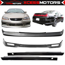 Fits 98-02 Honda Accord Coupe Type J Front + Rear Bumper Lip + Side Skirts PU picture