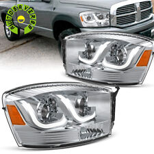 Chrome LED Tube Headlights For 2006-2008 Dodge Ram 1500 2500 3500 Truck HeadLamp picture