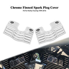 Chrome Finned Head Bolt Spark Plug Cover Fit For Harley 99-2016 Twin Cam Models picture