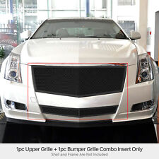 Fits 2008-2013 Cadillac CTS/11-14 Coupe Stainless Black Mesh Grille Insert Combo picture