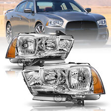 For 2011-2014 Dodge Charger Headlights Pair OEM Halogen Chrome Headlamp Assembly picture