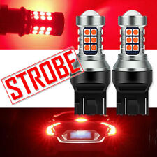2PCS 7443 7440 LED Strobe Flash Blinking Brake Stop Tail Parking Light Bulbs Red picture