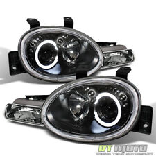 Black 1995-1999 Dodge Neon LED Halo Projector Headlights w/Parking Signal Lights picture