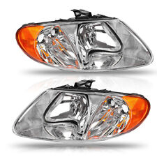 For 01-07 Dodge Grand Caravan Replacement Headlight Lamp Left + Right Chrome NEW picture
