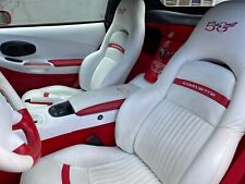 Corvette C5 50th Anniversary Synthetic Leather Sports Seat Covers In White / Red picture