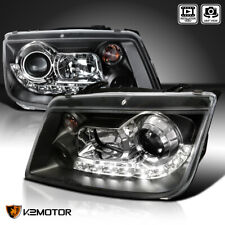 Black Fits 1999-2004 Volkswagen Jetta LED Strip Projector Headlights Left+Right picture