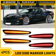 For 05-13 Chevy Corvette C6 Smoked Front Rear LED Side Marker Light Amber+Red 4X picture