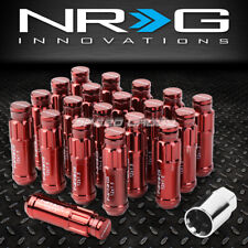 NRG 20X RACING RIM 66MM EXTENDED ANODIZED WHEEL LUG NUT+ADAPTER KEY+CAP RED picture