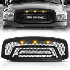 Black Front Grill For Dodge Ram 1500 Grill 2006 2007 2008 Grille w/Letter+LED picture