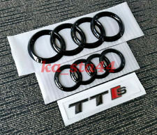 OE Audi TTS Y2011-2015 Gloss Black Front Rear Rings Emblem Badge picture