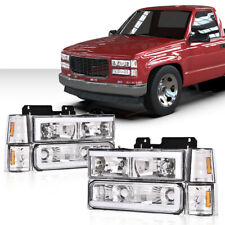 Fit For 94-2000 C/K Suburban Clear Corner LED DRL Headlights Bumper Lamps Chrome picture