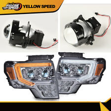 Fit For 09-14 Ford F150 Smoked Lens Double LED DRL Tube Projector Headlights picture