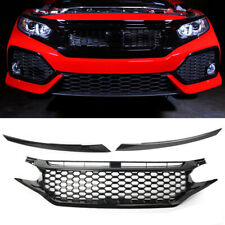 For 2016-2021 Honda Civic 10th Gen JDM Mesh Front Hood Grille Grill Gloss Black picture