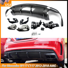 Carbon Look Rear Bumper Diffuser Lip Fits Benz W117 C117 CLA250 CLA45 AMG 13-19 picture