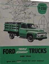 1954 Vtg Ford F 250 Truck Car Sales Brochure Catalog Triple Economy Green picture