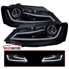 Smoke Projector Headlights Fits 2011-2014 Volkswagen Jetta MK6 LED Strip Pair picture