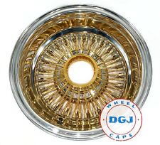 *SINGLE 14x7 ZS Rev 72 Straight Lace Center Gold Lowrider Wire Wheel Rim picture