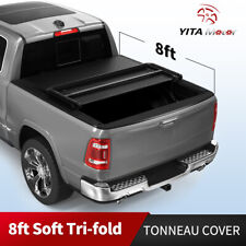 8ft Bed Soft Tri-fold Tonneau Cover for 2002-2023 Dodge Ram 1500 2500 3500 w/Led picture