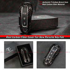 REAL CARBON FIBER DIRECT SNAP ON FIT REMOTE KEY FOB CASE COVER FOR NEW PORSCHE picture