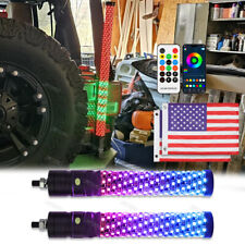 2PCS 2FT Fat 1.8'' Thick LED Spiral Chasing RGB Whip Lights For Kawasaki UTV ATV picture