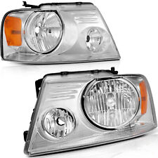 Pair Headlights Assembly For 2004-2008 Ford F-150 F150 Pickup Chrome Headlamps picture