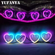 4xLED Heart-Shaped SRGB Dynamic Angel Eyes Turn Signal Light Halo Ring Bluetooth picture