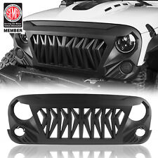 Front Matte Black Shark Grille Replacement Grill For Jeep Wrangler JK 2007-2018 picture