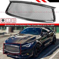FOR 2017-23 INFINITI Q60 JDM REAL CARBON FIBER BADGELESS FRONT MESH GRILL GRILLE picture