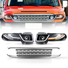 LED Halo Projector Headlights w/ Grille Assembly For 2007-2015 Toyota FJ Cruiser picture