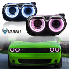 Pair RGB LED Headlights for 2015-2021 Dodge Challenger SE R/T Dual Beam New picture