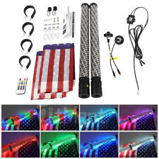 2X 2'' inch Thick FAT Whips LED RGB Whip Lights w/ Flag Remote 2ft For ATV UTV picture