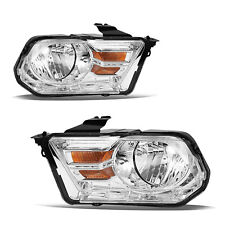 [Halogen Type]For 2010-2014 Ford Mustang Chrome Headlights Amber Corner L+R picture
