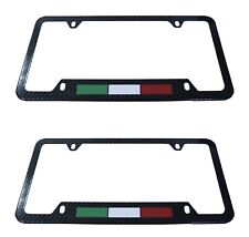 (Set Of 2) Italy Italian Flag License Plate Frame Carbon Fiber Finished picture