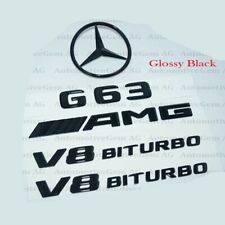 G63 AMG V8 BITURBO Rear Star Emblem Black Badge Combo Set for Mercede W463 W464 picture