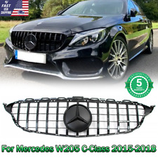 Gloss Black GT R AMG Grille W/3D Emblem For Mercedes Benz W205 C-Class 2019-2021 picture