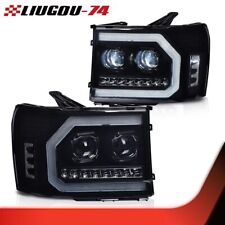 Fit For 07-13 GMC Sierra 1500 2500HD 3500HD LED DRL Projector Headlight Smoked picture