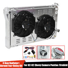 For 82-92 Chevy Camaro Pontiac Firebird 3 Row Radiator+Shroud Fan+Thermostat Kit picture