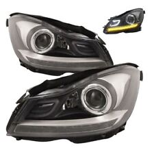 2012-2014 Mercedes-Benz C-Class Halogen Projector W/LED DRL Left & Right Set NEW picture
