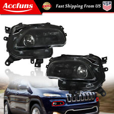 Right+Left Headlights Headamps Black Housing Halogen For Jeep Cherokee 2014-2018 picture