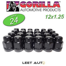(24) Gorilla Lug Nuts, 12mm x 1.25, Black, Bulge Acorn, 13/16