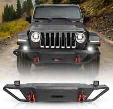 Steel Front/Rear Bumper For 2007-2018 Jeep Wrangler JK JKU w/LED Light+2*D-Rings picture