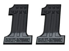 2x Motorcycle Gas Tank Emblem for Harley Number 1 (Harley Davi-dson Style) Black picture