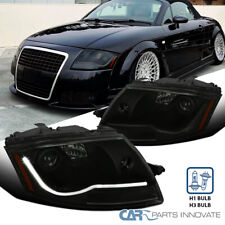 Fit 99-06 Audi TT LED DRL Black Projector Headlights Smoke Head Lamps Left+Right picture