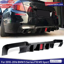 For 2010-2016 BMW F10 M5 528i 530i Rear Bumper Diffuser W/ LED Light Carbon Look picture