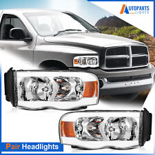 For 2002-2005 Dodge Ram 1500 2500 3500 Chrome Headlight Assembly Pair W/ LED DRL picture