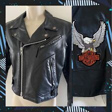 harley davidson Black Leather Motorcycle Jacket Youth Size 12 picture
