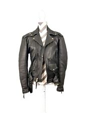 Vintage UNIK Unisex Black Leather Motorcycle Jacket - Size 36 picture