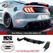 For Ford Mustang 2018-21 Glossy Black V2-Style Rear Diffuser+Rear Side Splitter picture